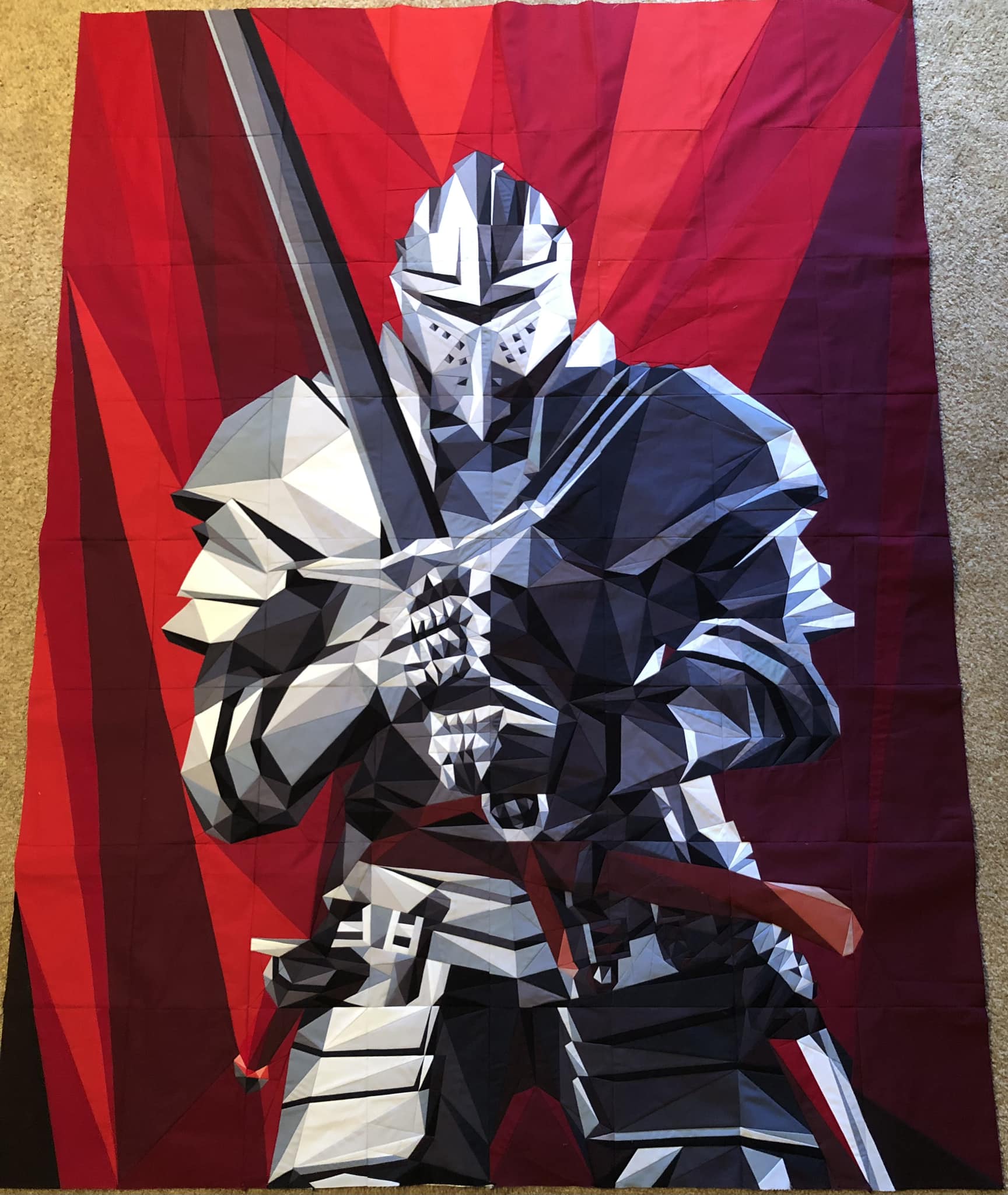 Medieval knight foundation paper piecing quilt